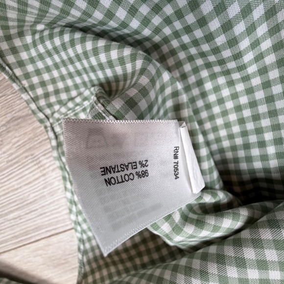 ORVIS Mens Classic Fit Wrinkle Free Gingham Button Down Shirt XL Green White - Picture 8 of 8